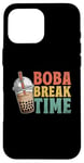 Coque pour iPhone 16 Pro Max Boba Break Time Thé au lait Bubble Tea Boba Pearl Lover