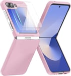 Coque De Protection Pour Samsung Galaxy Z Flip 6 - Avec 2 Films De Protection D'écran - Coque Rigide En Polycarbonate Militaire - Anti-Chocs - Anti-Rayures - Pour Samsung Flip Z 6 5g - Rose[L1751]