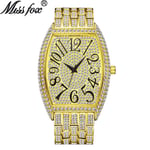 Missfox Kello Fashion Diamond Tonneau Full Diamond Large Dial Quartz Miesten Kello