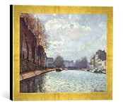 Kunst für Alle 'Image encadrée de Alfred Sisley Vue du Canal Saint-Martin, Paris, d'art dans Le Cadre de Haute qualité Photos Fait Main, 40 x 30 cm, Doré Raya