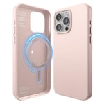 elago Coque Cuir Magnétique Compatible avec iPhone 15 Pro Max, Compatible avec MagSafe, Cuir PU Végétal Première Qualité, Aimants Puissants Intégrés [Structure à 5 Couches] (Joli Rose)