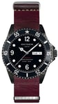 Oxygen Moby Dick Black 40 Mens Quartz Watch with Black Dial Analogue Display and Purple Leather Strap EX-D-MBB-40-NL-PL