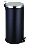 Premier Housewares Poubelle à Pédale de 30 ltr, Bacs à Ordures en Acier Inoxydable Noir Mate, Seau Intérieur en Plastique