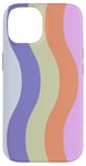 Coque pour iPhone 14 Rose, violet, orange, motif à rayures ondulées, esthétique des années 70