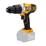 JCB 18V Cordless Combi Drill, Bare Unit, Variable Speed & LED Light, 16+3 Position Torque, Rubber Grip Overmould & Belt Clip, 3 Year Warranty