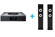 Amplificateur Hi-Fi Technics SA-C600EG-S Argent + une paire d'enceintes colonne Cabasse Jersey MT32/2 Noir Ebène