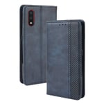 Dedux Flip Case Compatible with Xiaomi Redmi 9AT/Redmi 9A, Retro Leather Wallet Cover Magnetic Closure Folio Stand with Card Slots, Blue