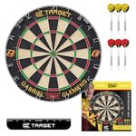 Target Darts Gabriel Clemens Dartboard Set | Ensemble de Jeu de fléchettes Player Edition avec 2 Jeux de fléchettes à Pointe d’Acier, Competition Standard Throw Line | Professional Darts & Dartboards