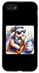 Coque pour iPhone SE (2020) / 7 / 8 Agneau dans des lunettes de soleil jouant du saxophone dans un club de jazz Pâques