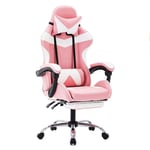 FTFTO Home Accessories Office Chairs Ergonomic Gaming Chairs PU Leather Retractable Reclining Chairs Large Chairs with Backrest Pillows High Back Seats in Red