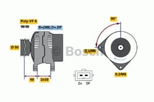 Generator Bosch - VW - Caddy, Polo, Sharan, Golf iii, Vento. Seat - Ibiza, Alhambra, Toledo, Cordoba, Inca. Ford - Galaxy