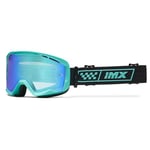 IMX RACING Endurance Lunettes de moto | Éponge à trois couches | Revêtement DualLens anti-rayures anti-buée | Large bande de 40 mm en silicone imprimé | Deux lentilles incluses