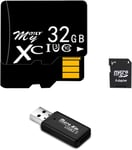 Carte Mémoire Micro Sd Avec Adaptateur Lecteur De Carte Sd 32 G Full Hd Et 4 K Uhd 100 Mo Vitesse De Lecture Pour Smartphones Et Tablettes Android Dash Cam Et Systèmes De Surveillance Domestique