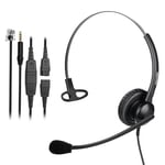 MAIRDI Casque Téléphonique Cisco avec Micro pour Office Call Center, Mono Oreillette avec Prise RJ9 pour Téléphone Fixe Cisco IP 7940 7941 7962 7975, avec Prise 3,5 mm pour Téléphone Portable et PC