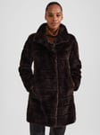 Hobbs Faux Fur Ros Coat, Chocolate