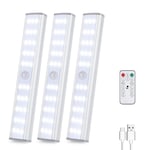 30 LED Under Cabinet Light Motion Sensor Closet Light,Under Cupboard Lights USB with 3 Lighting Modes Removable Magnetic Strip Paste for Indoor Cupboard Wardrobe Kitchen Stairs (3 Packs)