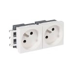 Prise electrique double 2P+T 45x45 blanc (12027491100) - Rehau