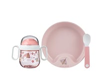 Mepal - Ensemble de vaisselle pour bébé 3 pièces Mepal Mio - Comprend une tasse à bec étanche, et une assiette et une cuillère d'entraînement - Va au lave-vaisselle et sans BPA - Flowers & Butterflies