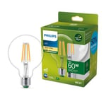 Ampoule LED globe E27 840lm=60W blanc chaud Philips ⌀9,5 cm transparent