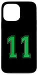 Coque pour iPhone 13 Pro Max Vert Numéro 11 Équipe Junior Sports Uniforme Numéroté