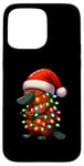 Coque pour iPhone 15 Pro Max Ornithorynque portant un chapeau de Père Noël, tenant une boîte cadeau de Noël