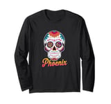 Phoenix Day of the Dead Sugar Skull Design Desert Flowers Long Sleeve T-Shirt