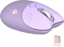 Souris Sans Fil Silencieuse Sans Fil 2,4 Ghz Pour Fille Avec Récepteur Usb, 4 Boutons Programmables, 1000/1200/1600 Dpi Souris D'Ordinateur Pour Pc/Ordinateur Portable/Windows7/8/10 (Violette)