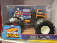 HOT WHEELS MONSTER TRUCK 1/24 SCALE WILL TRASH IT ALL NEW BOXED Blue and Yellow