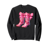 Cowgirl Boots Pink Baby Bow Preppy y2k Coquette Sweatshirt