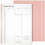 Planner Undated, Asten Daily Planner Agenda with To Do List, Hourly Planner for Women and Men, Spiral Appointment Book Planner Notebook with Elastic Closure, Day Planner for ADHD 8.5" x 11"(Pale Pink)