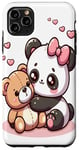 Coque pour iPhone 11 Pro Max Adorable panda et ours en peluche câlins style kawaii