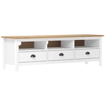 Meuble tv Hill Range Blanc 158x40x47 cm Bois de pin solide