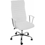 Décoshop26 - Chaise fauteuil de bureau sur roulettes pivotant hauteur réglable en synthétique blanc