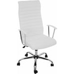 Décoshop26 - Chaise fauteuil de bureau sur roulettes pivotant hauteur réglable en synthétique blanc 040001770