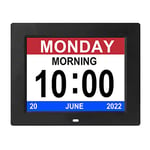 Dementia Clock 12 Alarms Auto-Dim Options Non-Abbreviations Day & Month Digital Day Calendar Clock for Dementia Alzheimer Vision Impaired Memory Elderly