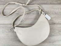 The White Company Soft Leather Half Moon Bag Cow Leather Almond Colour Organic