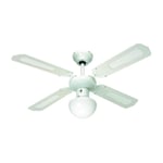 Farelek - Bali O 107 Cm - Ventilateur De Plafond Reversible, 4 Pales Blanches / Cannees Blanches + Eclairage - 112420 Farelek