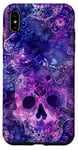 Coque pour iPhone XS Max Aquarelle violette ethnique horreur bleu feu flamme crâne