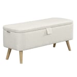 Banquette & Coffre Bouclette "Patti" 111cm Blanc