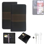 Wallet Case + headphones for Samsung Galaxy M34 5G Protective Cover Brown