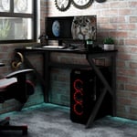 The Living Store - Bureau de jeu avec pieds en forme de k Noir 110x60x75 cm Noir