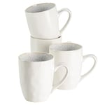 MÄSER Frozen Lot de 4 tasses à café effet martelé irrégulier, 4 grandes tasses à café en céramique au look vintage moderne, grès, blanc