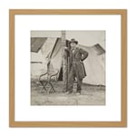 Mathew B Brady Ulysses S Grant 8X8 Inch Square Wooden Framed Wall Art Print Picture with Mount