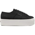 Superga 2790 Tumbled Leather Trainer Black