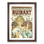 Big Box Art Champagne Ruinart Vol.1 by Alphonse Mucha Framed Wall Art Picture Print Ready to Hang, Walnut A2 (62 x 45 cm)