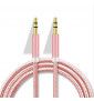 Cable Jack/Jack Metal pour "GOOGLE Pixel 6" Smartphone Voiture Musique Audio Double Jack Male 3.5 mm Universel - ROSE