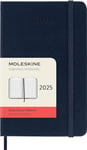 Moleskine Daily Planner, Agenda Journalier 12 Mois 2025, Couverture Rigide et Fermeture Élastique, Couleur Bleu Saphir, Format Pocket 9x14 cm