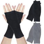 YUEXNKO Gants Sans Doigts Tricot, 2 Paires Extensible Tricot Gants, Gants Sans Doigts Hiver, Homme Femme Gants Sans Doigts Tricot, Hiver Demi Doigts Gants, Chaud Tricot Gants Sans Doigts (C)