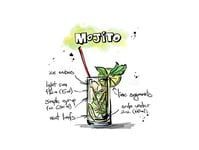 Wee Blue Coo Food Drink Painting Alcohol Cocktail Recipe Mojito Wall Art Print