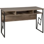 Beliani - Bureau Effet Bois Foncé 120 x 60 cm avec Structure en Métal Noir et Espaces de Rangement en Design Industriel pour Intérieur Moderne